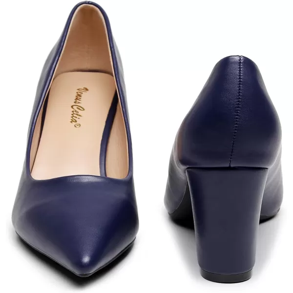VenusCelia Women's Lewin Pump Chunky Heel Shoe