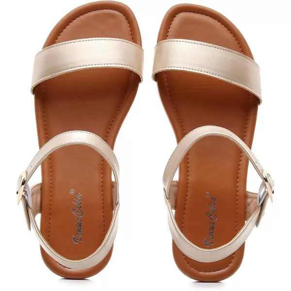 VenusCelia Women's Plain Strap Flat Sandal