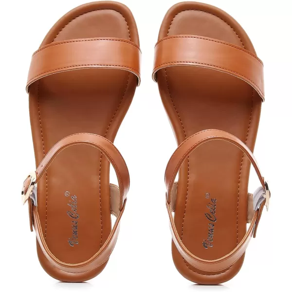 VenusCelia Women's Plain Strap Flat Sandal