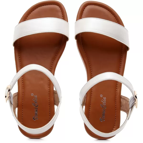 VenusCelia Women's Plain Strap Flat Sandal