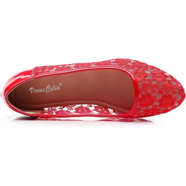 VenusCelia Women's Serenity Breathable Lace Upper Flat