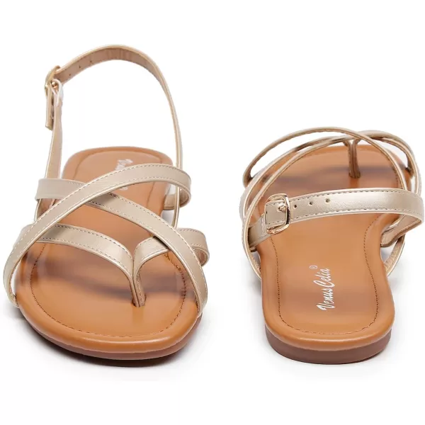 VenusCelia Women's X-Band Strap Flat Sandal