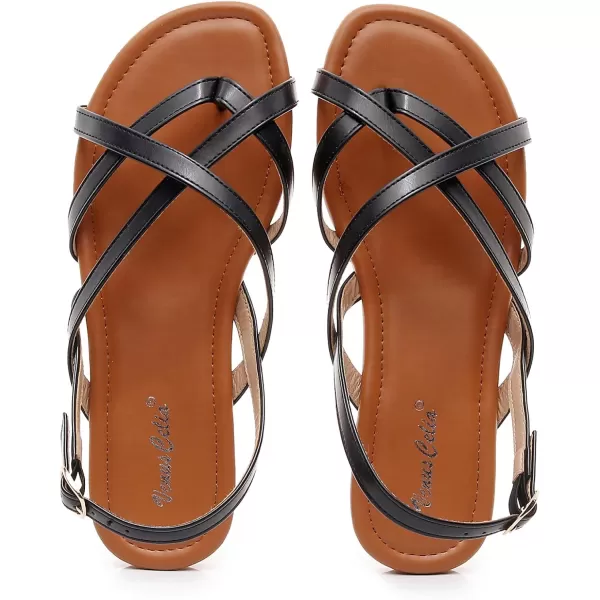 VenusCelia Women's X-Band Strap Flat Sandal