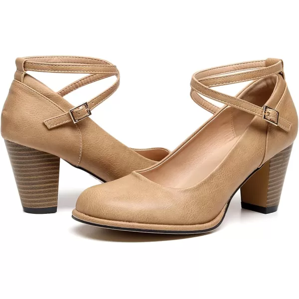 VenusCelia Women's X Strap Pump Heeled Shoe