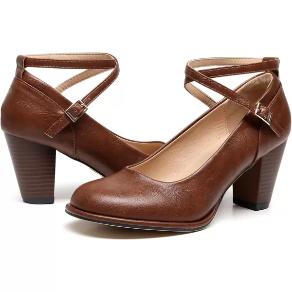 VenusCelia Women's X Strap Pump Heeled Shoe