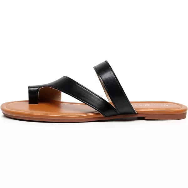 VenusCelia Women's Toe-Ring Wide Slide Sandal