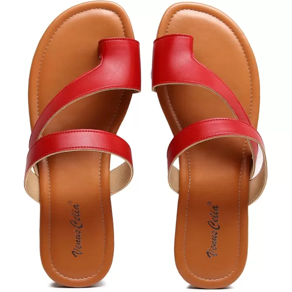 VenusCelia Women's Toe-Ring Wide Slide Sandal