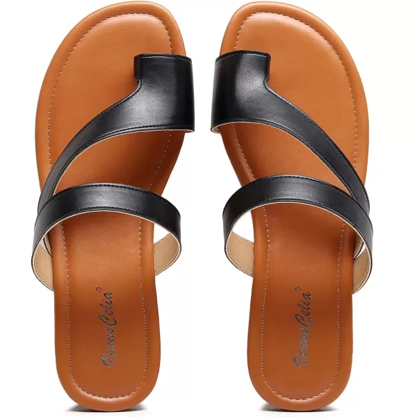 VenusCelia Women's Toe-Ring Wide Slide Sandal