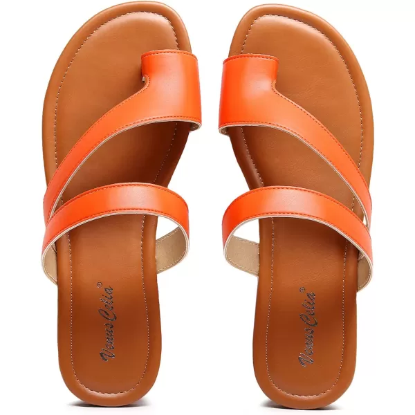 VenusCelia Women's Toe-Ring Wide Slide Sandal