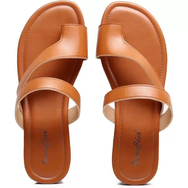 VenusCelia Women's Toe-Ring Wide Slide Sandal