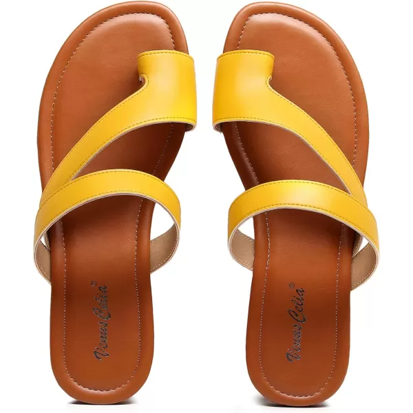 VenusCelia Women's Toe-Ring Wide Slide Sandal