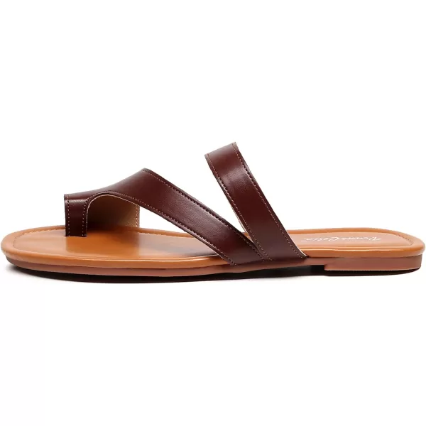 VenusCelia Women's Toe-Ring Wide Slide Sandal