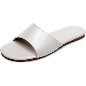 imageVenusCelia Womens Plain Wide Flat SandalWhite