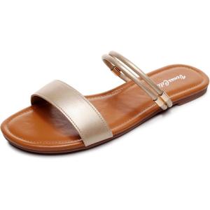 imageVenusCelia Womens Double Straps Wide Flat SandalGold