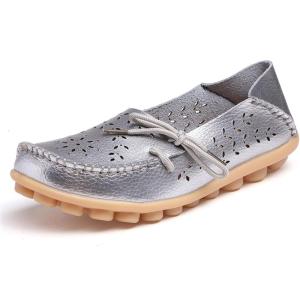 imageVenusCelia Womens Breathable Comfort Walking Office Flat LoaferSilver Cutouts