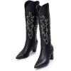 imageVenusCelia Womens Knee High Stretchy Fashion BootsBlack Pu Embroidery