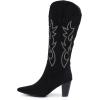imageVenusCelia Womens Knee High Stretchy Fashion BootsBlack Suede Embroidery