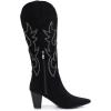 imageVenusCelia Womens Knee High Stretchy Fashion BootsBlack Suede Embroidery