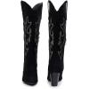 imageVenusCelia Womens Knee High Stretchy Fashion BootsBlack Suede Embroidery