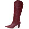 imageVenusCelia Womens Knee High Stretchy Fashion BootsBurgundy Pu Embroidery