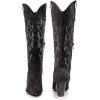 imageVenusCelia Womens Knee High Stretchy Fashion BootsGrey Suede Embroidery