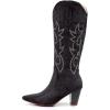 imageVenusCelia Womens Knee High Stretchy Fashion BootsGrey Suede Embroidery