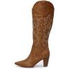 imageVenusCelia Womens Knee High Stretchy Fashion BootsTan Pu Embroidery