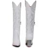 imageVenusCelia Womens Knee High Stretchy Fashion BootsWhite Pu Embroidery