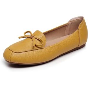 imageVenusCelia Womens Bowknot Wide Flat ShoeYellow Pu