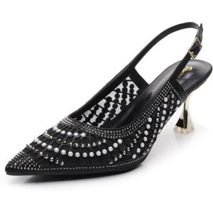 imageVenusCelia Womens Charming Lady Slingback Pump ShoeBlack Studded