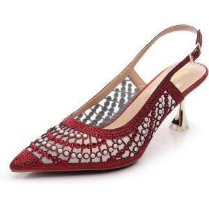 imageVenusCelia Womens Charming Lady Slingback Pump ShoeBurgundy Studded