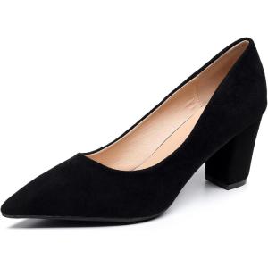 imageVenusCelia Womens Lewin Pump Chunky Heel ShoeBlacksuede