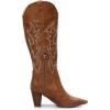 imageVenusCelia Womens Knee High Stretchy Fashion BootsTan Embroidery