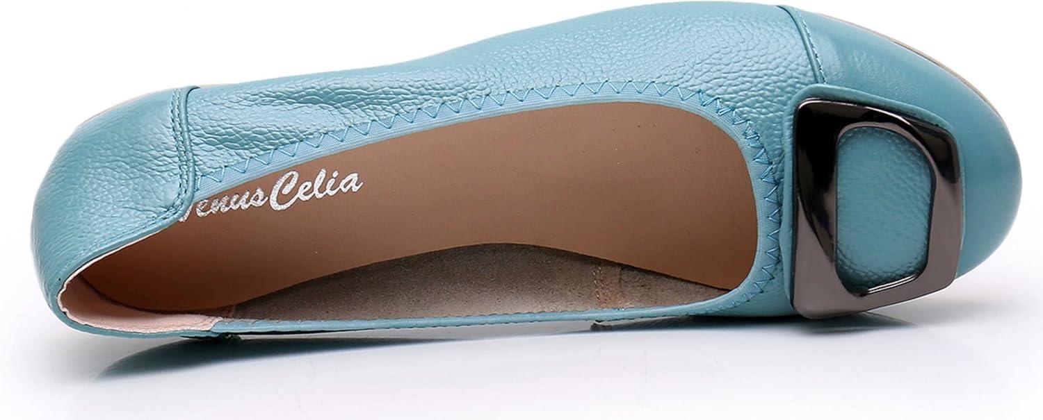 imageVenusCelia Womens Buckle Dance Flats ShoeAqua Pu