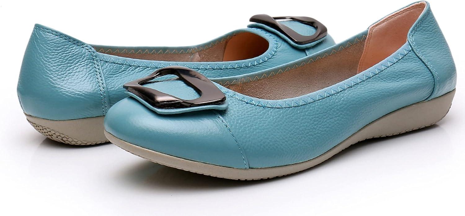 imageVenusCelia Womens Buckle Dance Flats ShoeAqua Pu