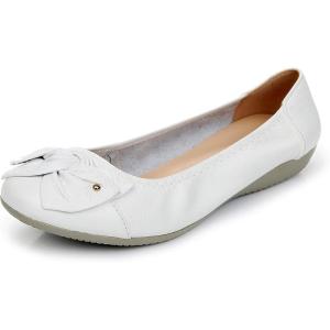 imageVenusCelia Womens Bows Dance Flats ShoesWhite Leather