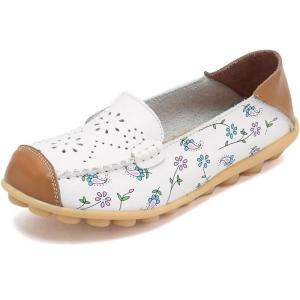 imageVenusCelia Womens Floral Comfort Walking Flat LoaferWhite Bloom Cutouts