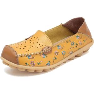 imageVenusCelia Womens Floral Comfort Walking Flat LoaferYellow Bloom Cutouts