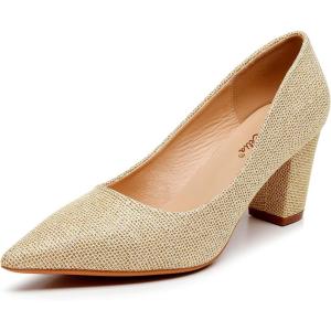 imageVenusCelia Womens Lewin Pump Chunky Heel ShoeGold Glitter