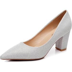 imageVenusCelia Womens Lewin Pump Chunky Heel ShoeSilver Glitter