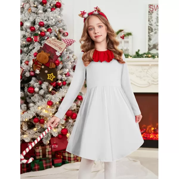 Arshiner Girl Long Sleeve A Line Skater Casual Twirly Casual Dress