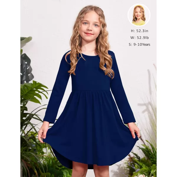 Arshiner Girl Long Sleeve A Line Skater Casual Twirly Casual Dress