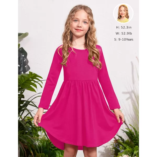Arshiner Girl Long Sleeve A Line Skater Casual Twirly Casual Dress