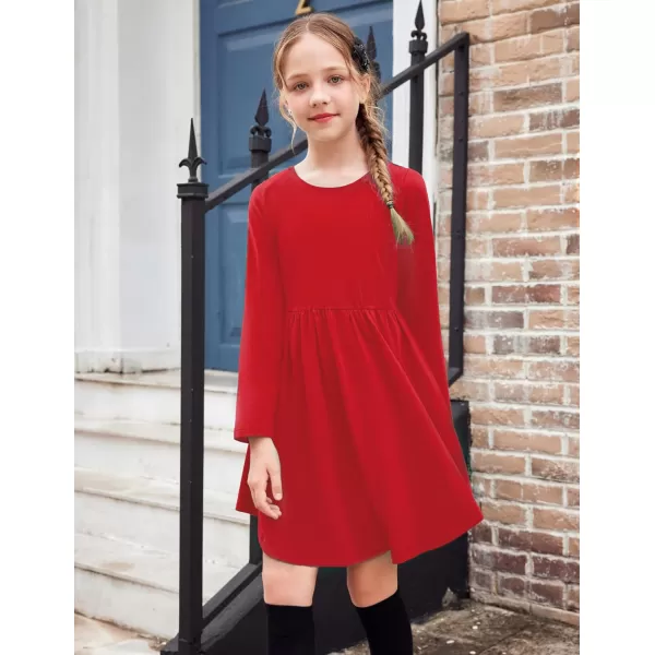 Arshiner Girl Long Sleeve A Line Skater Casual Twirly Casual Dress