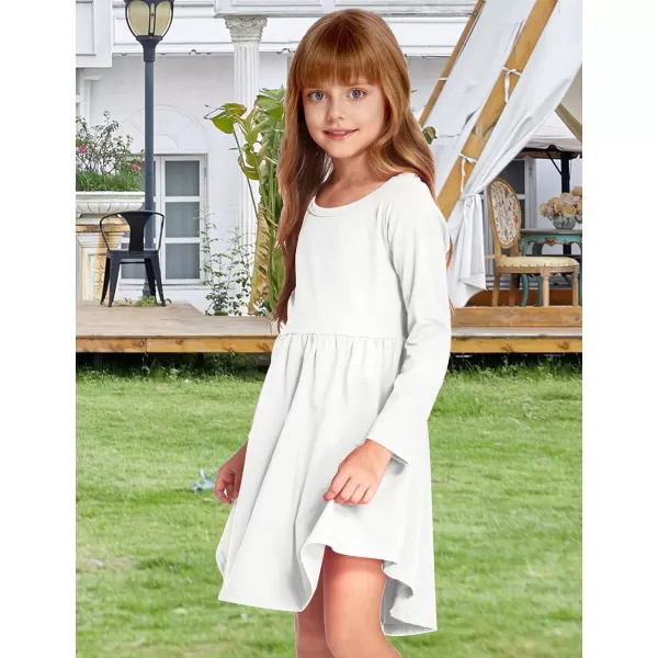Arshiner Girl Long Sleeve A Line Skater Casual Twirly Casual Dress