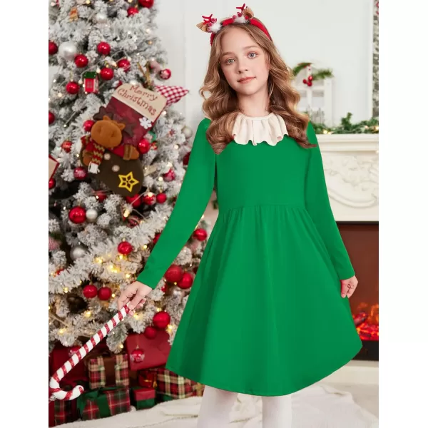 Arshiner Girl Long Sleeve A Line Skater Casual Twirly Casual Dress