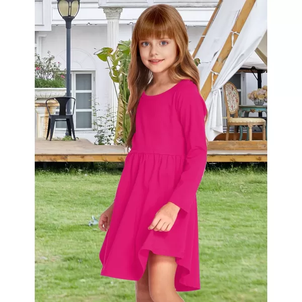 Arshiner Girl Long Sleeve A Line Skater Casual Twirly Casual Dress