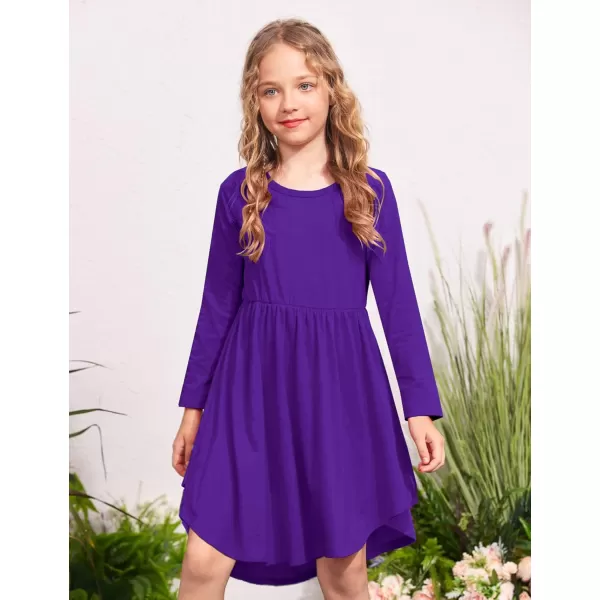 Arshiner Girl Long Sleeve A Line Skater Casual Twirly Casual Dress