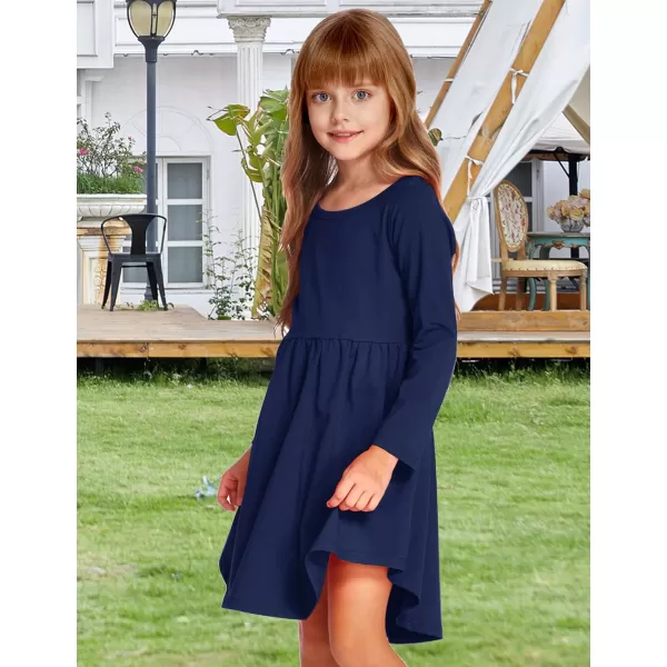 Arshiner Girl Long Sleeve A Line Skater Casual Twirly Casual Dress