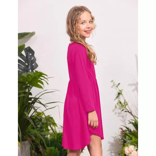 Arshiner Girl Long Sleeve A Line Skater Casual Twirly Casual Dress